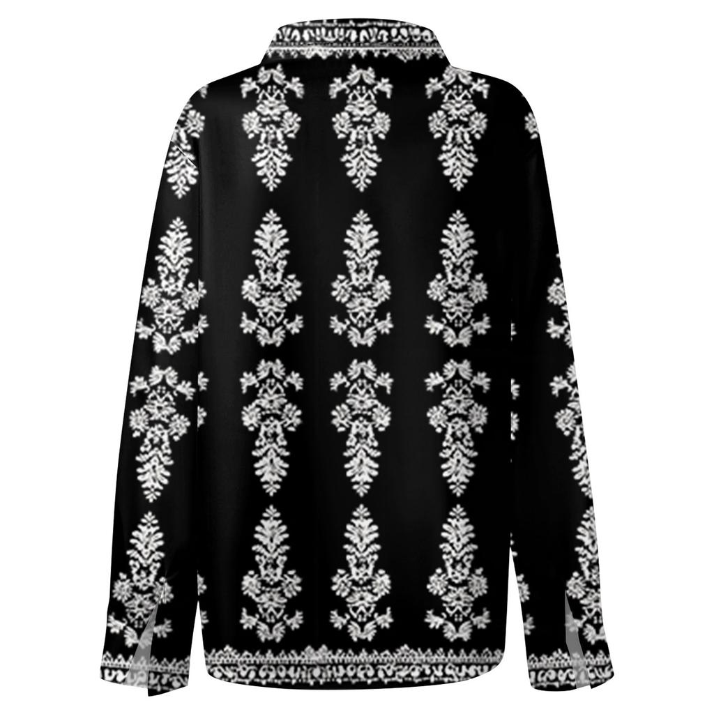 Women's Shirt With Floral Print Buttons, Long Sleeved Casual Regular Shirt Collar Top