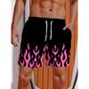 Летние 2024 Мужские шорты 3D-принт Полосатый Принт Пламя Board Shorts Купальные шорты На шнурке Дышащие Короткие Гавайские шорты