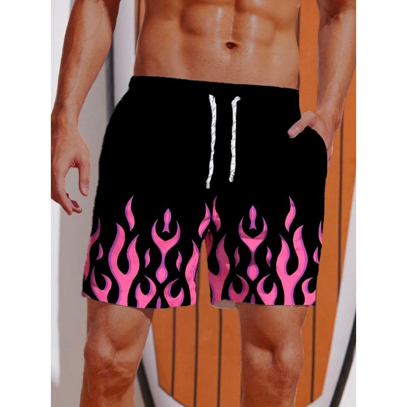 

2024 Summer 3D Printed Striped Flame Printing Shorts Men s Board Shorts Swim Trunks Drawstring Breathable Short Hawaiian shorts 5XL