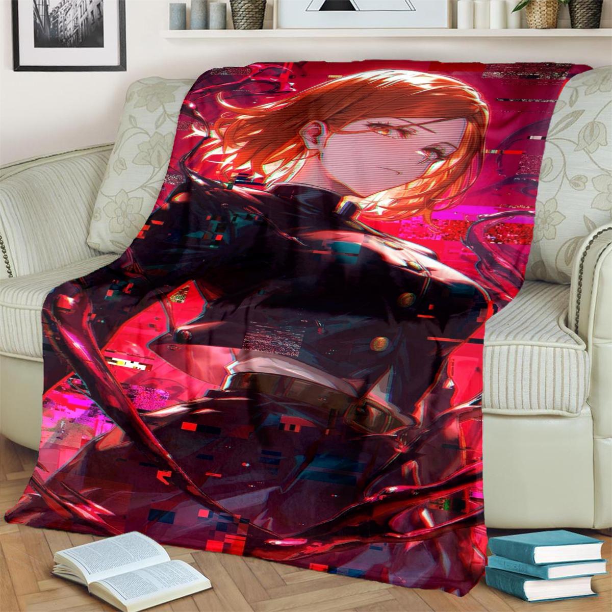 

Flannel Blanket Warm Jujutsu Kaisen Print for Bedrooms, Sofas, Beds, Chairs, Picnics, Travel 75x90cm