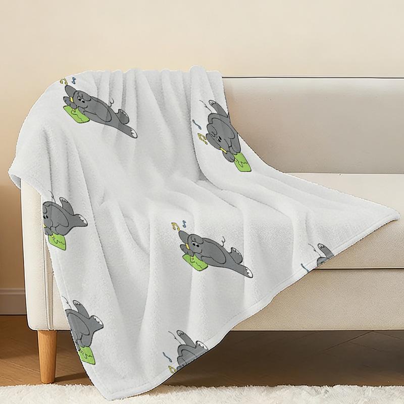 Cartoon Elephant Fleece Blanket - Hemmed Plush Throw: Warm, Breathable Comfort, Ideal for Home Naps, Sofa Use, Halloween & Christmas