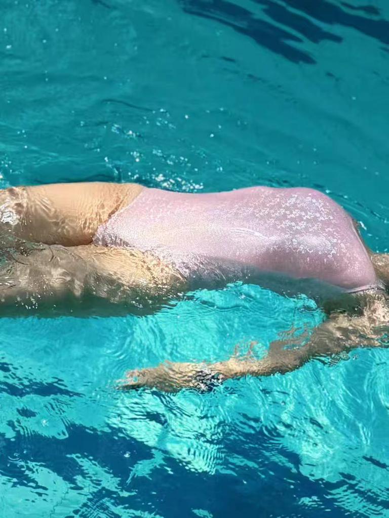 Korean Pink Plus Size Women's Racing One-Piece Quick-Dry Swimsuit