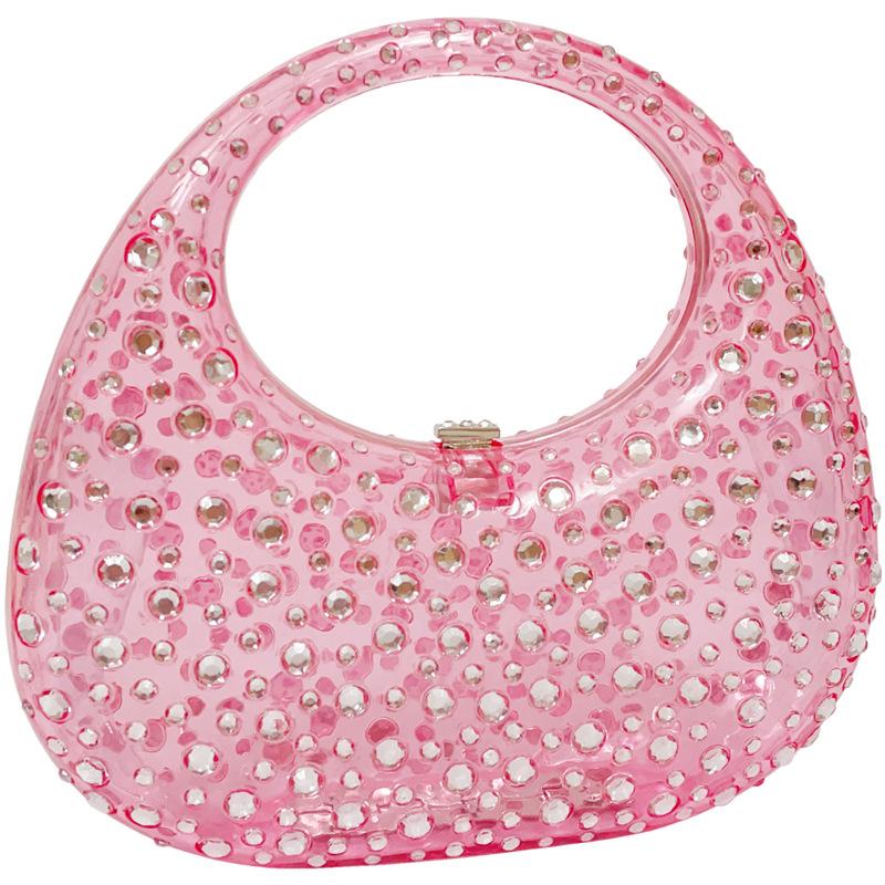 2023 New Handbag Women Transparent Summer Acrylic Bags Diamond Encrusted Evening Bags Luxury Designer Wedding Clear Bags