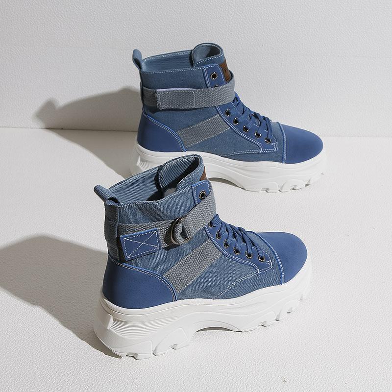 Large Size Martin Boots New Spring Thin Breathable High-top Canvas British Style Thick-soled Single Boots