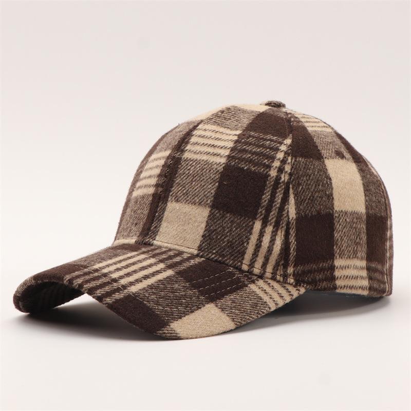 Swing and winter bird grid series baseball cap European and American classic woolen grid wide-brimmed peaked cap