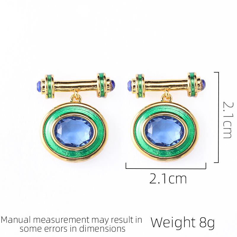 SUYU Fashion Geometry Drop Glaze Enamel Earrings Light Luxury Temperament Simple And Generous Fashion Earrings