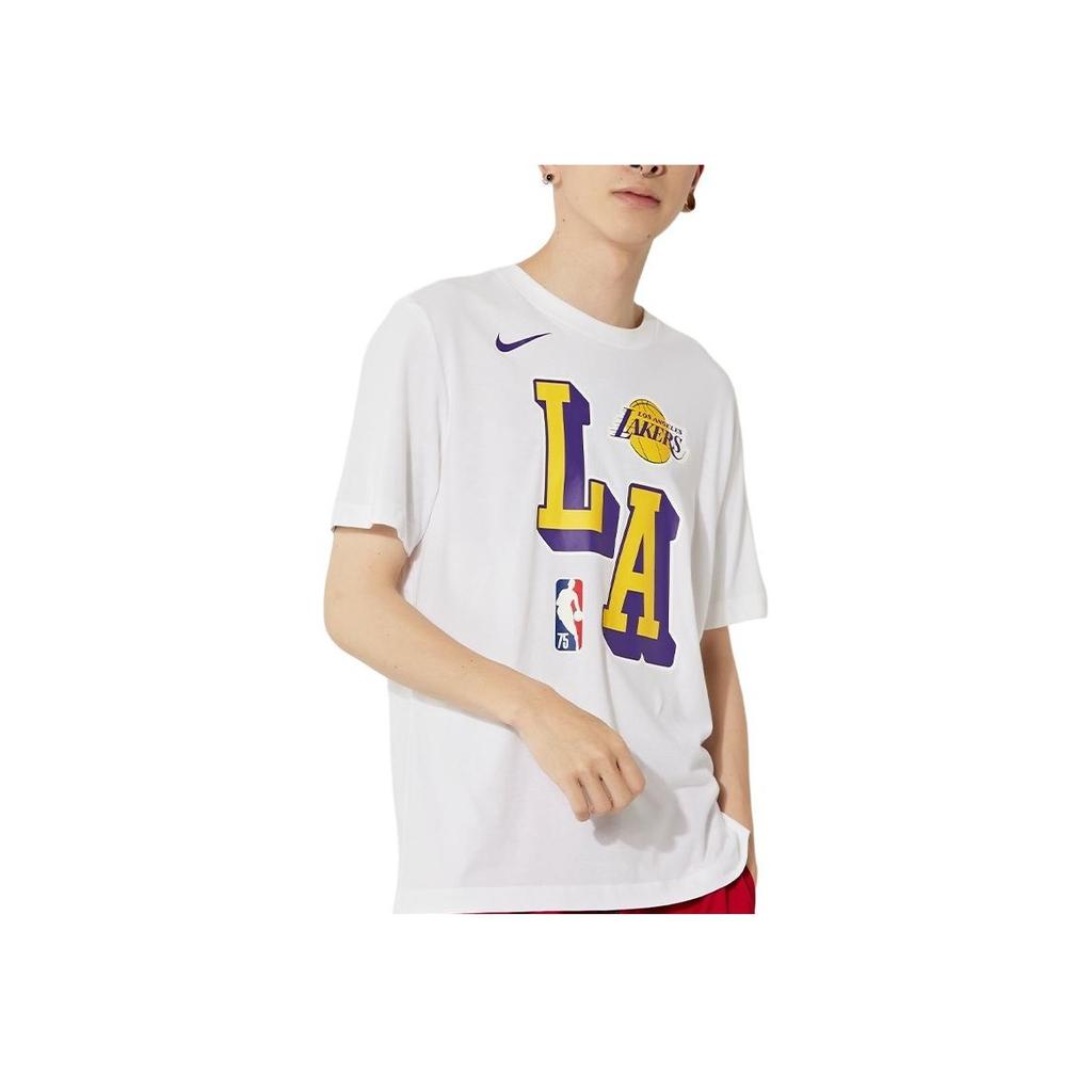 Nike Los Angeles Lakers Basketball Sports Crew Neck Short Sleeve T-Shirt Men Tops White DA6090-100