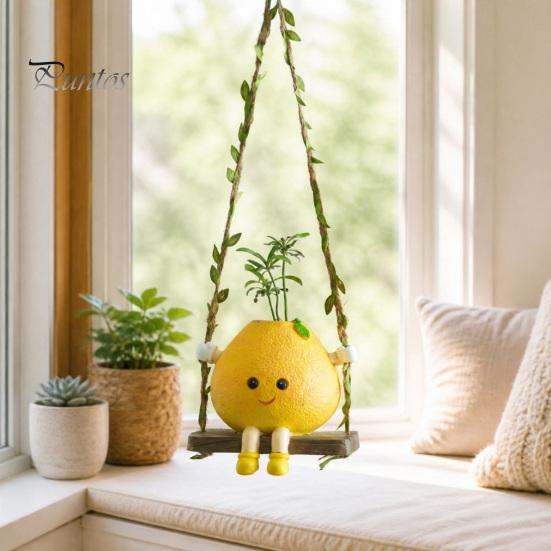 Small Gifts for Friends Cute Swinging Lemon Wall Hanging Ornament, Smiling Figurine, Resin Swing Personalized Room Decor Accessories Decor,