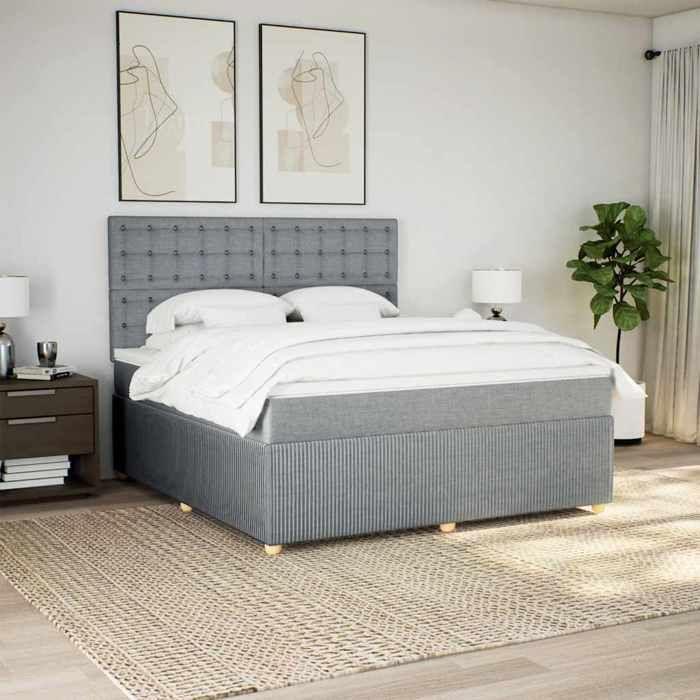 Maison Exclusive - Sommier à lattes de lit avec matelas Gris clair 180x200cm Tissu