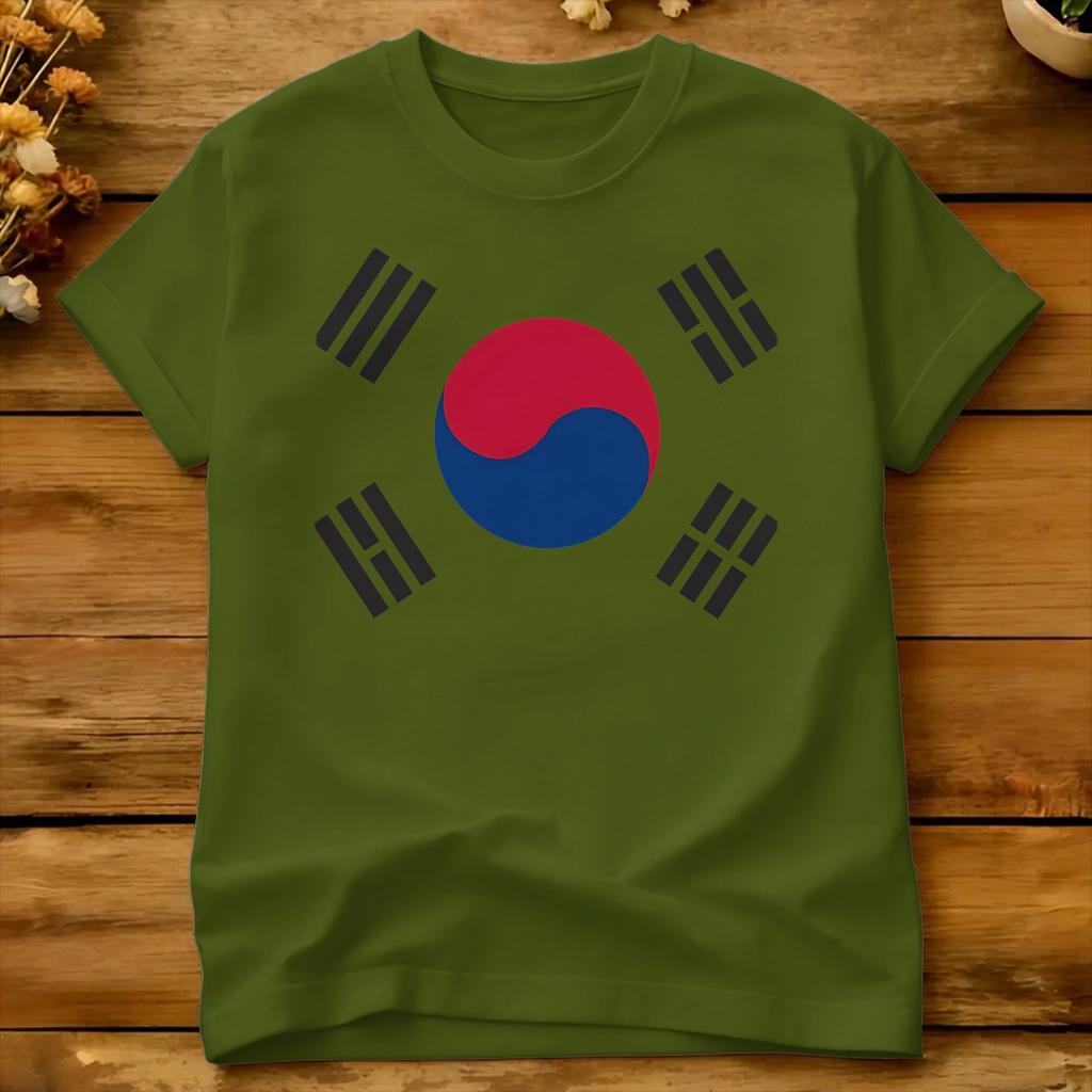 Oversized T-shirt Zomer Koreaanse Vlag Vrijetijds T-shirts Zuid-Korea Puur Katoen T-shirt Voor Unisex Klassiek Korte Mouw Top T-shirts