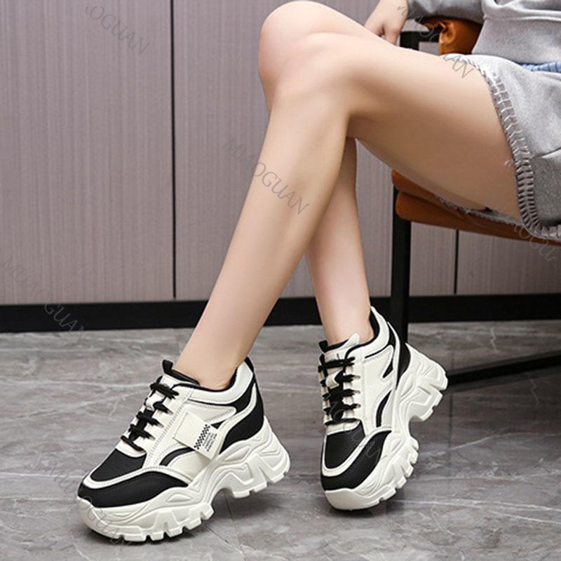 Fashion Platform Sneakers for Women Casual Chunky Heeled Women Spring Autumn Mixed Color Female Height Increase Sport Vulcanize Shoes