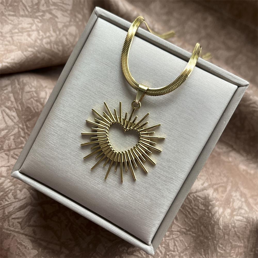 Edelstahl Übertrieben Punk Groß Rund O-förmig Anhänger Halskette Damen Herren Klobig Schlangen Klinge Kette Grunge Steampunk Schmuck
