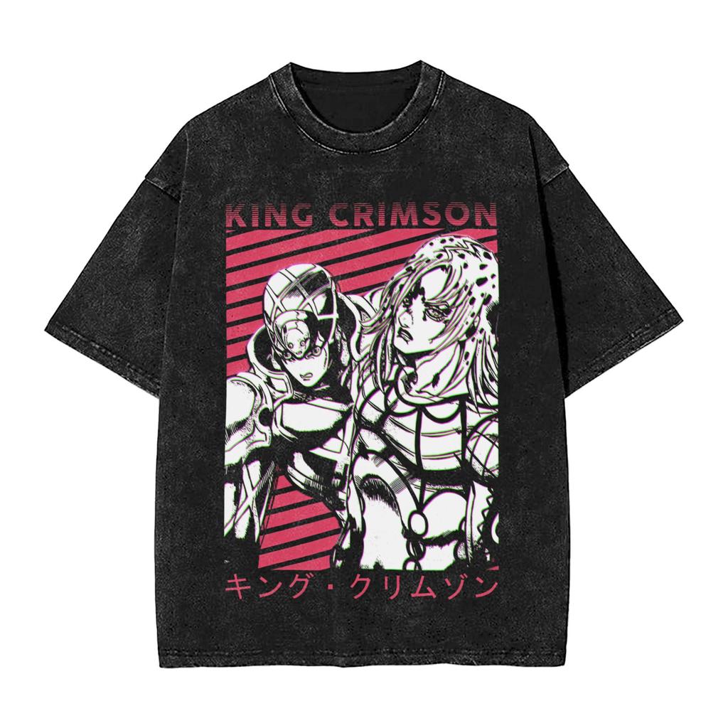 Anime Jojo's Bizarre Adventure Joseph Joestar Kira Killer T-shirt Manga Vintage Tshirts Harajuku Washed Cotton T Shirt Unisex