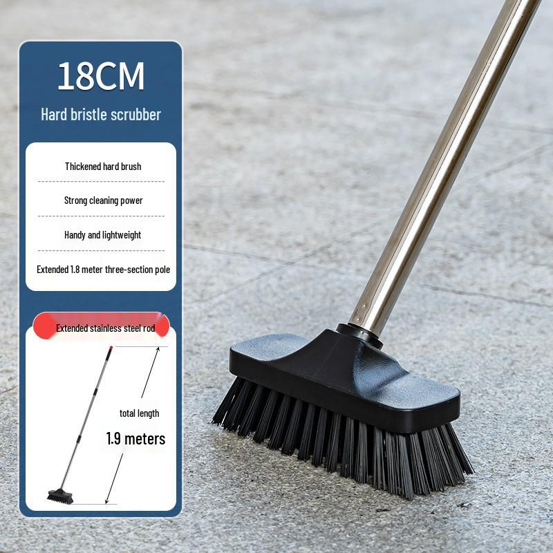 Long-Handled Steel Wire Brush: Floor Scrubber & Rust Remover