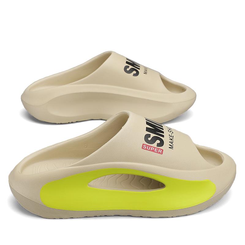 

Сандалии для пар, домашние тапочки с буквенным принтом, нескользящие сандалии для женщин, пляжные тапочки из ЭВА для мужчин 44-45 бежевый