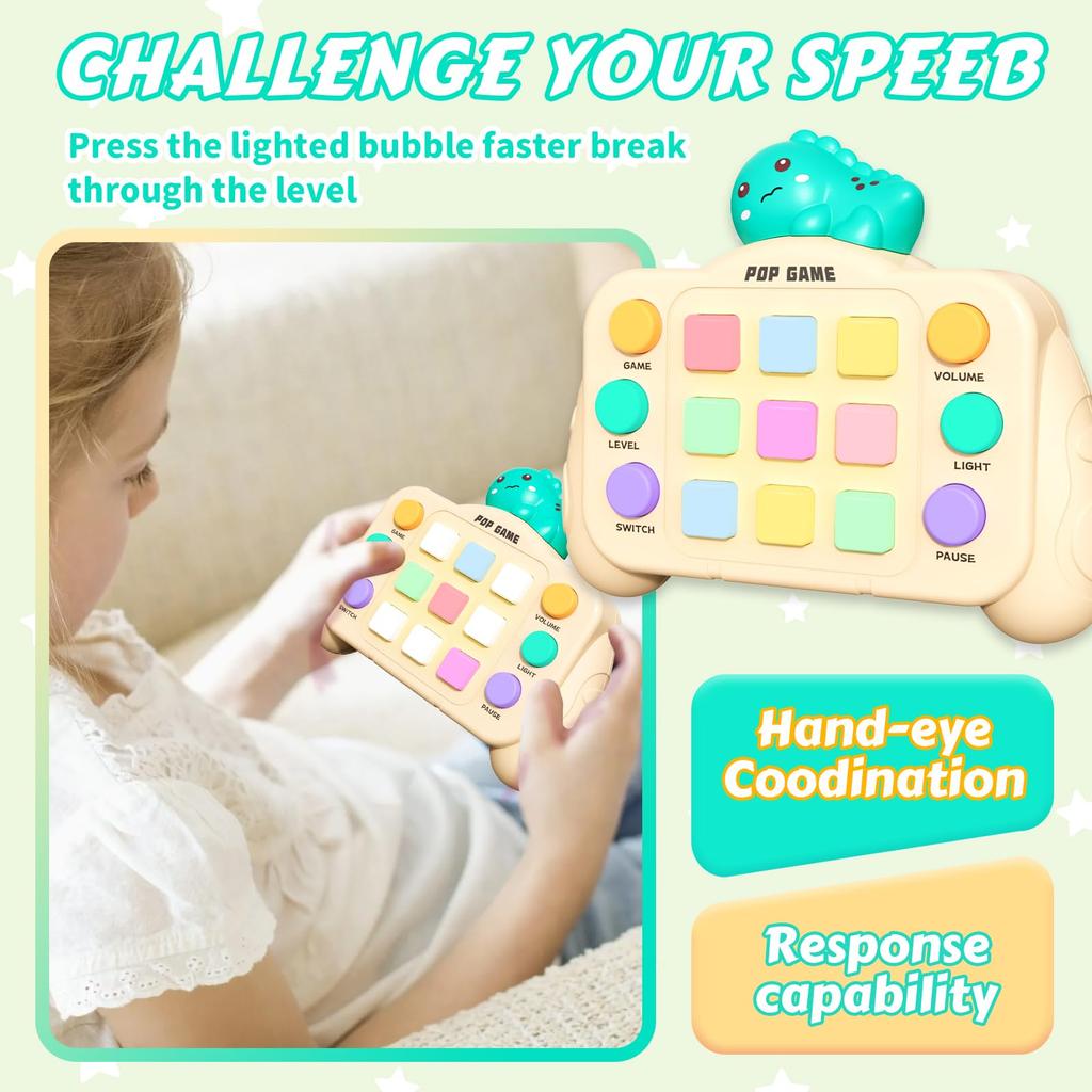 Upgraded Electronic Pop Light Quick Push Game Console Toys for Kids Adult Fidget Anti Stress Relief Toy Interactive Game Machine