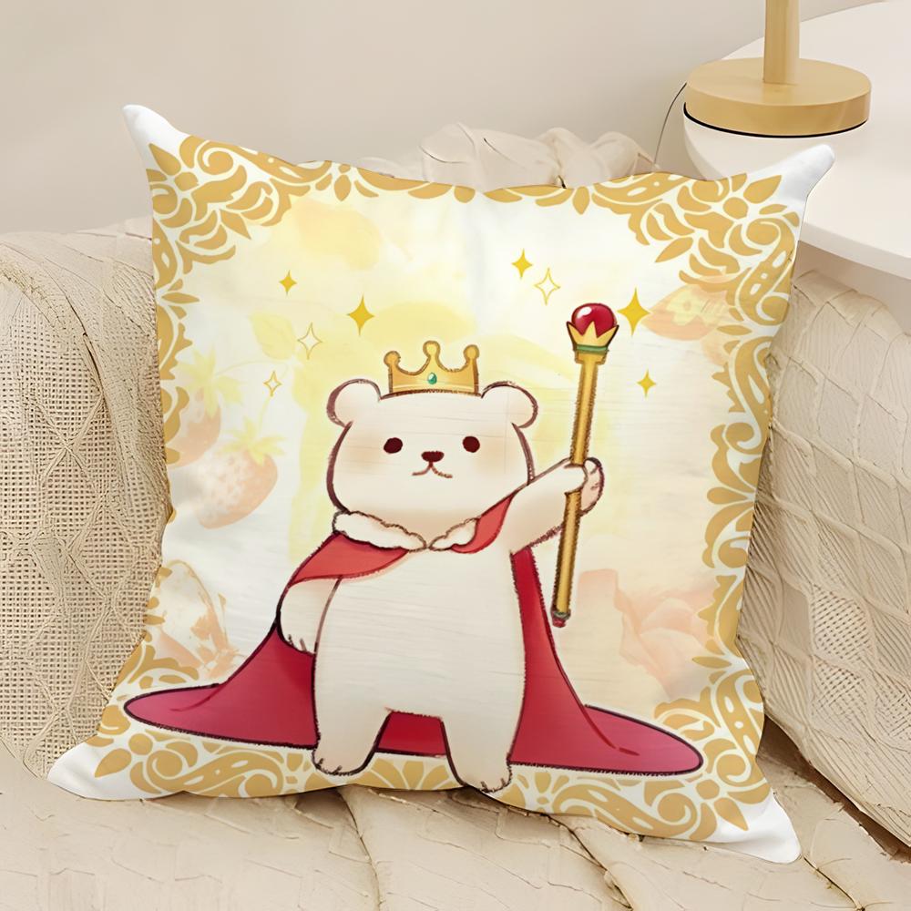 Fashing Sleeping Polar Bear Cartoon Pattern Pillow Case Natural Linen Double-Sided Printing Sofa Home Decor Cushion Cover