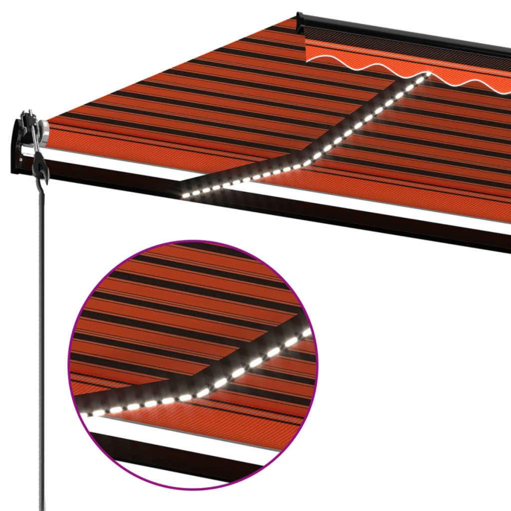 Automatic Awning with LED Lights and Wind Sensor 350x250 Cm Orange Brown