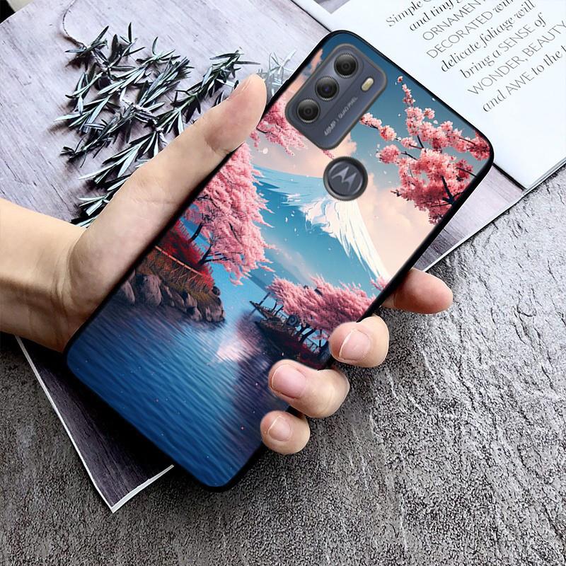 Japanese Cherry Mountain Sceneary Case For Moto G84 G23 G24 G31 G32 G41 G51 G52 G53 G54 G71 G82 G42 G62 G200 G Play G Stylus