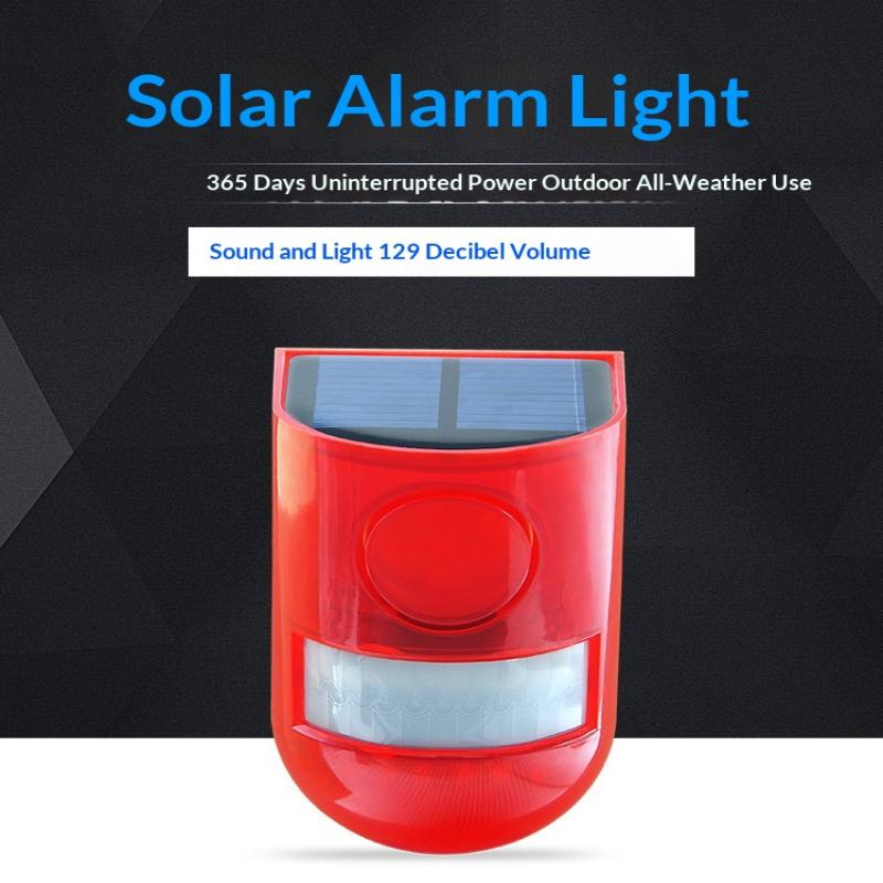 Kabelloses Solar-Bewegungsalarmlicht 120dB Sirene IP65 Wasserdicht für Außenbereich Terrasse Gemüsegarten Tierabwehr