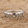 Silver Color Metal Carving Geometry Pattern Moon Rings for Women Personalized Classic Party Rings Jewelry