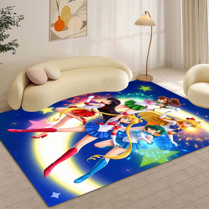 High-definition 3D Sailor Moon anime rug, suitable for bedrooms, living rooms, home sofa decoration, large decorative rug, and