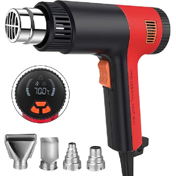 Heat Gun 2000W,6.56Ft UL Cord, Variable Temperature Control 122℉~1292℉, Fast Heat Hot Air Gun with 4 Nozzles, Overload Protection, for