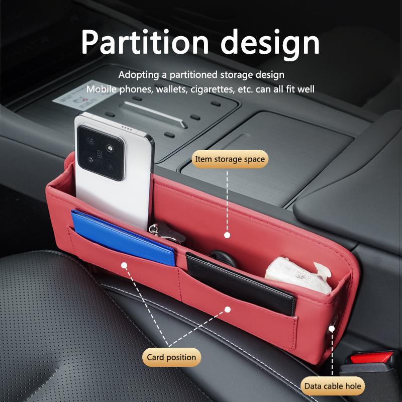PU Leather Car Seat Gap Organizer Auto Pocket Seat Crevice Storage Box For Porsche 911 Taycan Panamera Cayenne Boxster Cayman FU3