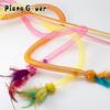2pcs Feather Teasing Cat Stick Elastic Mesh Tube Cat Toy Rod Kitten Interactive Toys Pet Wand