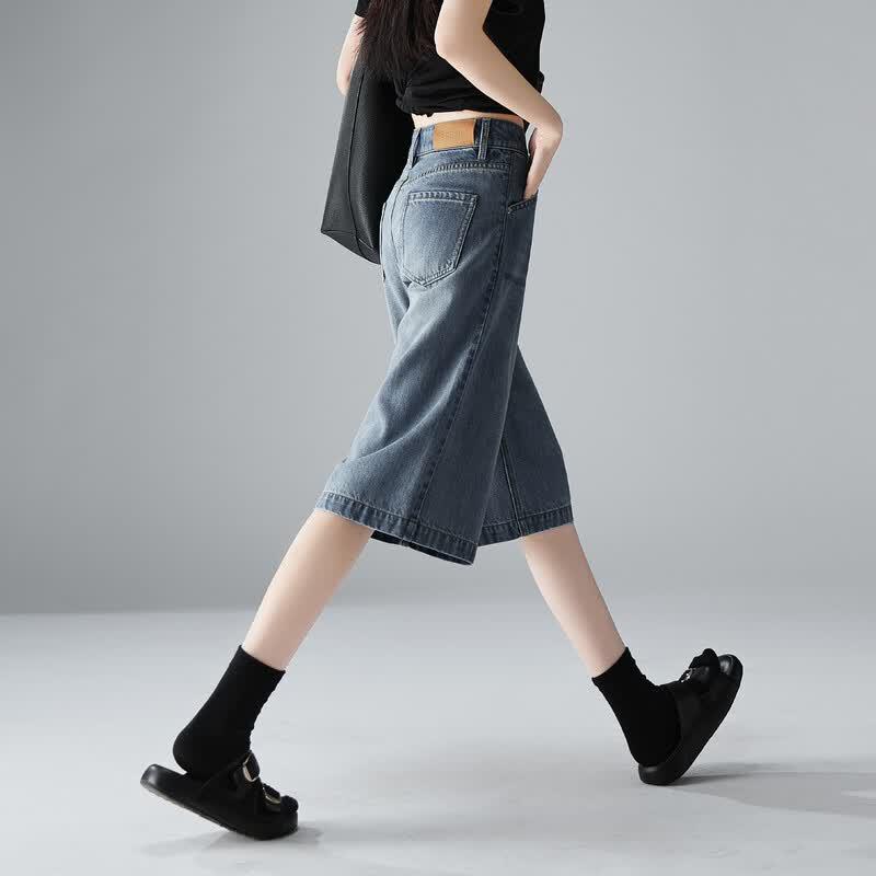 SOFSIL Women's High-Waist Wide-Leg Crop Jeans