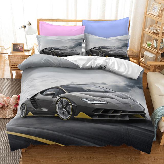Sports Car Duvet Cover Sets Race Car Bedding Sets With Pillowcases For Teenagers Kids Boys Cool Bedroom Decor