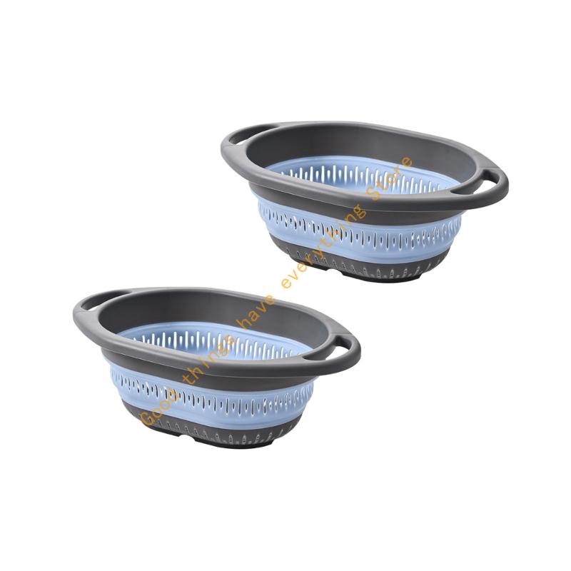 2PCs Foldable Vegetable Washing Basket Heat Resistant with Drain Holes For Fruits Pastas Efficient Storage Solution 55KF