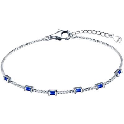Silver 925 Bracelet with Branded Sapphire Cubic Zirconias. Birthday Gift. Silver 925