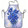 1pc Blue Floral Art Print Apron, Durable and Easy To Clean, Adjustable Waistband, Polyester Material, for Kitchen Cooking, Gardening, Orchard Picking,