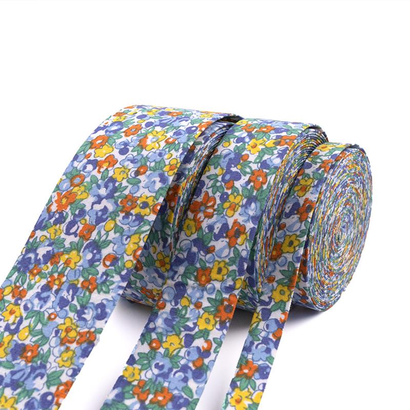10 Yards 25/40mm Width Chiffon Flower Ribbon Print Fabric Floral Trim DIY Garment Hair Bow Tie Collar Handmade Accessory