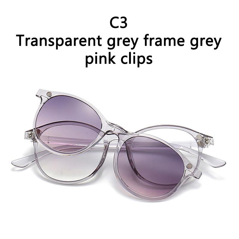 2 In 1 Magnetic Polarized Sunglasses Soft Transparent Color Frame Clear Lens Sun Glasses Classic Vintage Sunshades
