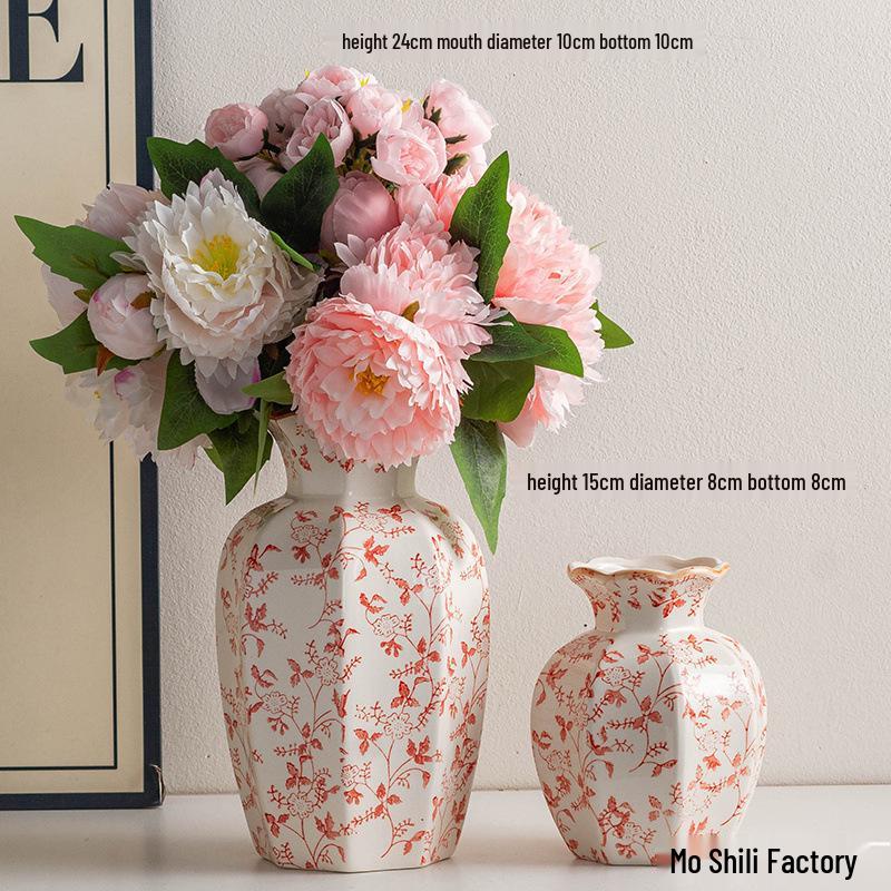 Vintage Blue & White Porcelain Ceramic Vase for Home Flower Arrangement