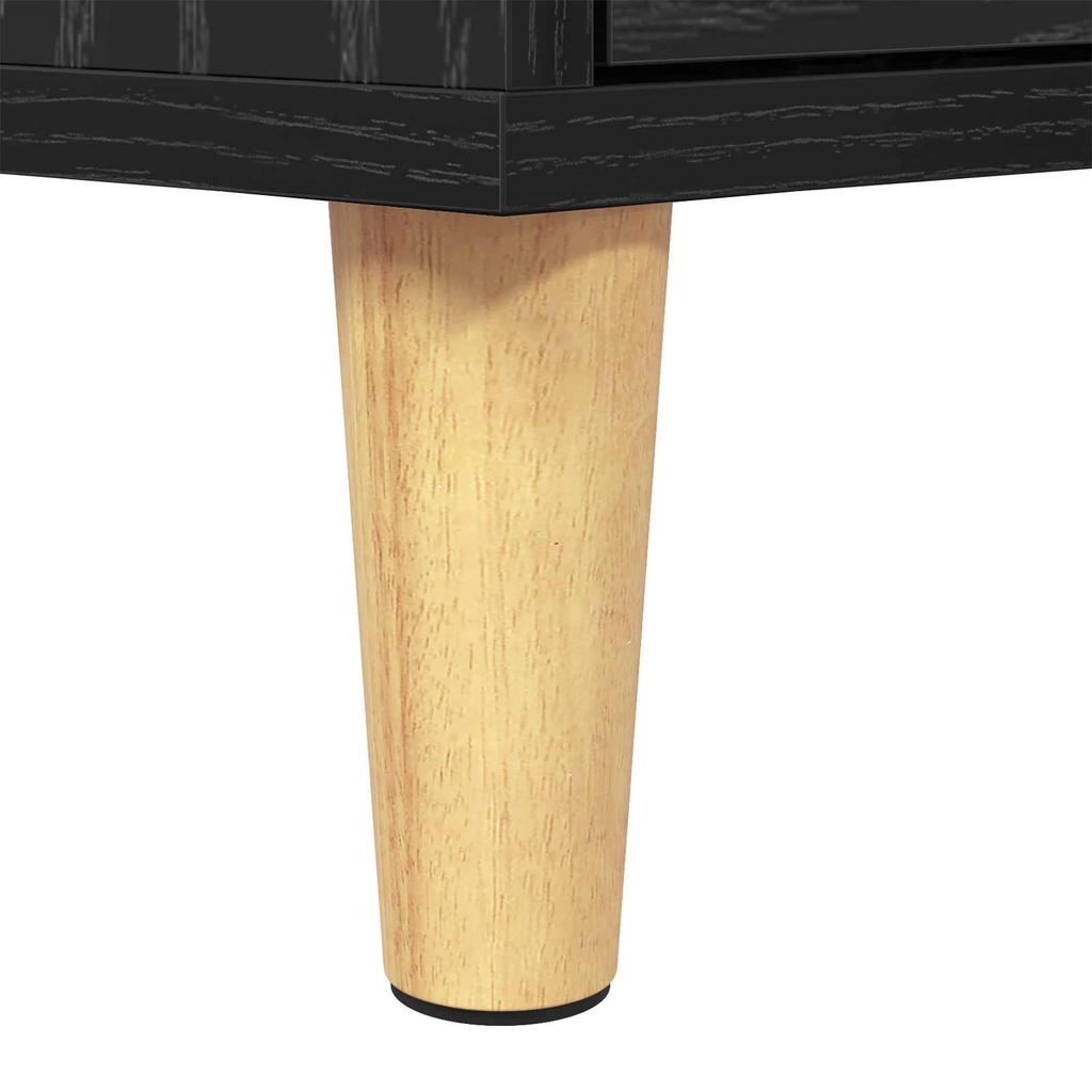 TV Stand in Black Oak Look 150 x 30 x 45 cm Engineered Wood