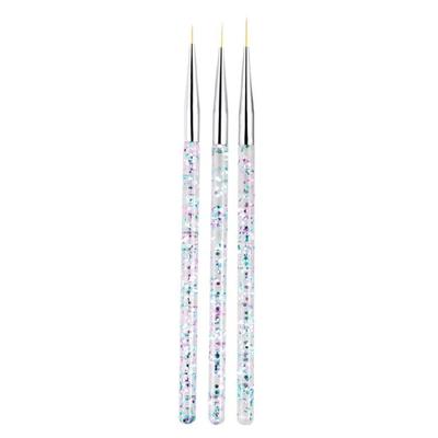 3Pcs Nail Art Liner Brush Acrylic Nail Painting Pen Set Crystal Stripe Handle