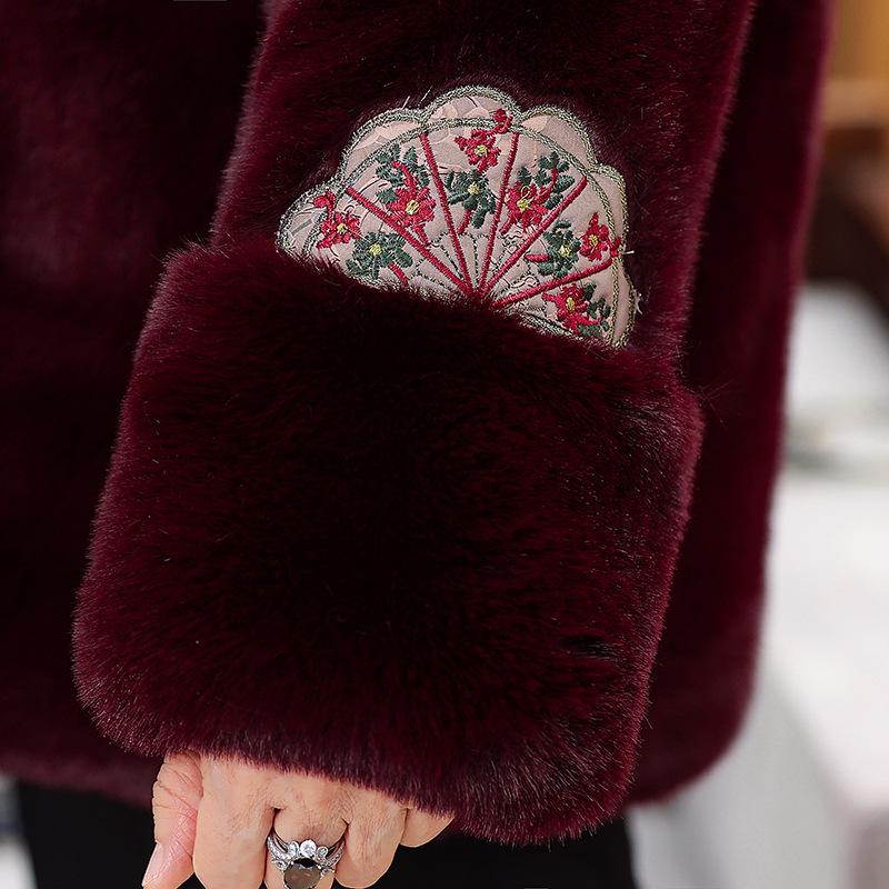 Autumn/Winter Maternity Velvet Jacket, Imitation Mink, for Middle-Aged & Elderly Women - Chinese Style Grandma's Thickened Cotton Padded Coat