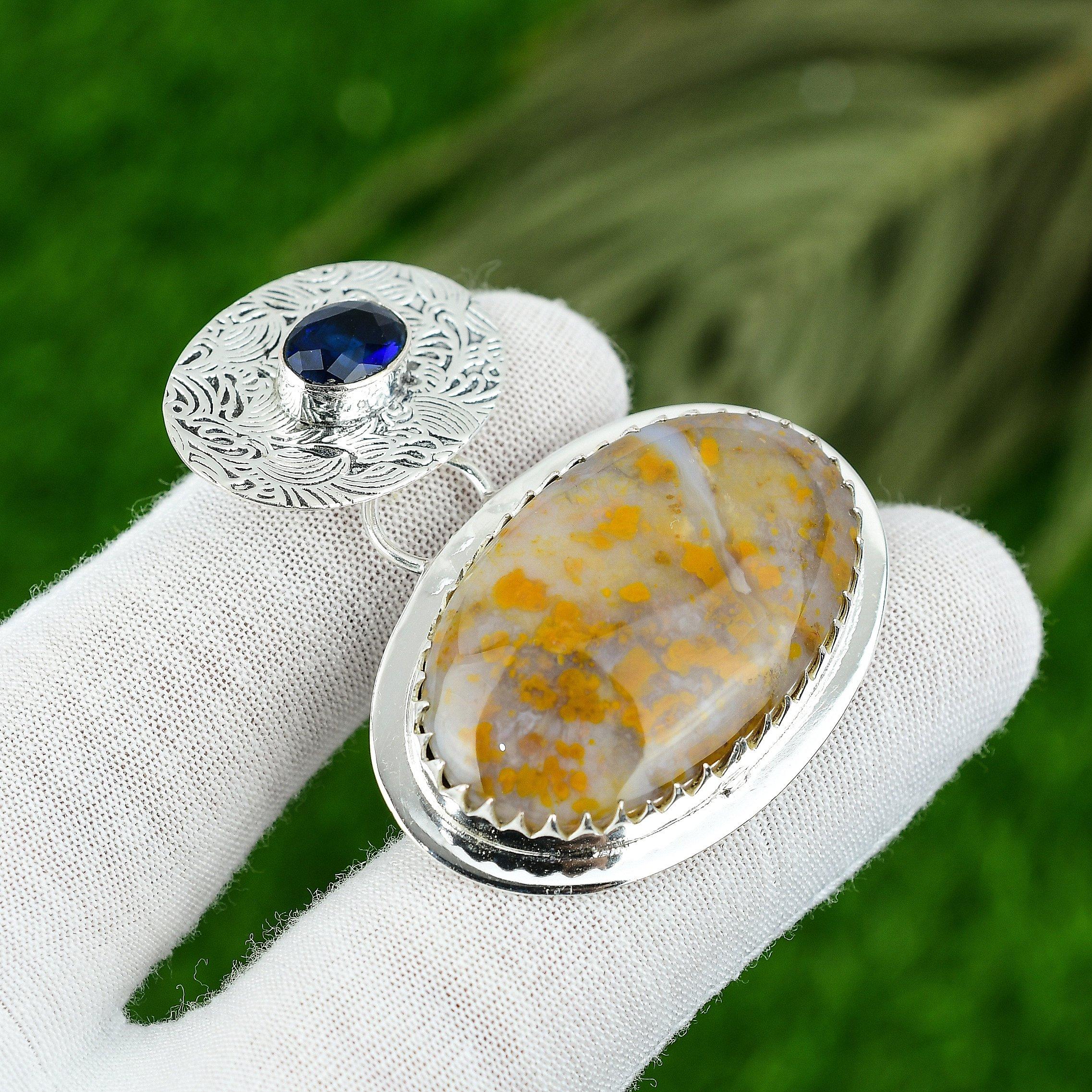 

Wedding Gift For Her 925 Silver Natural Polka Dot Agate Gemstone Pendant