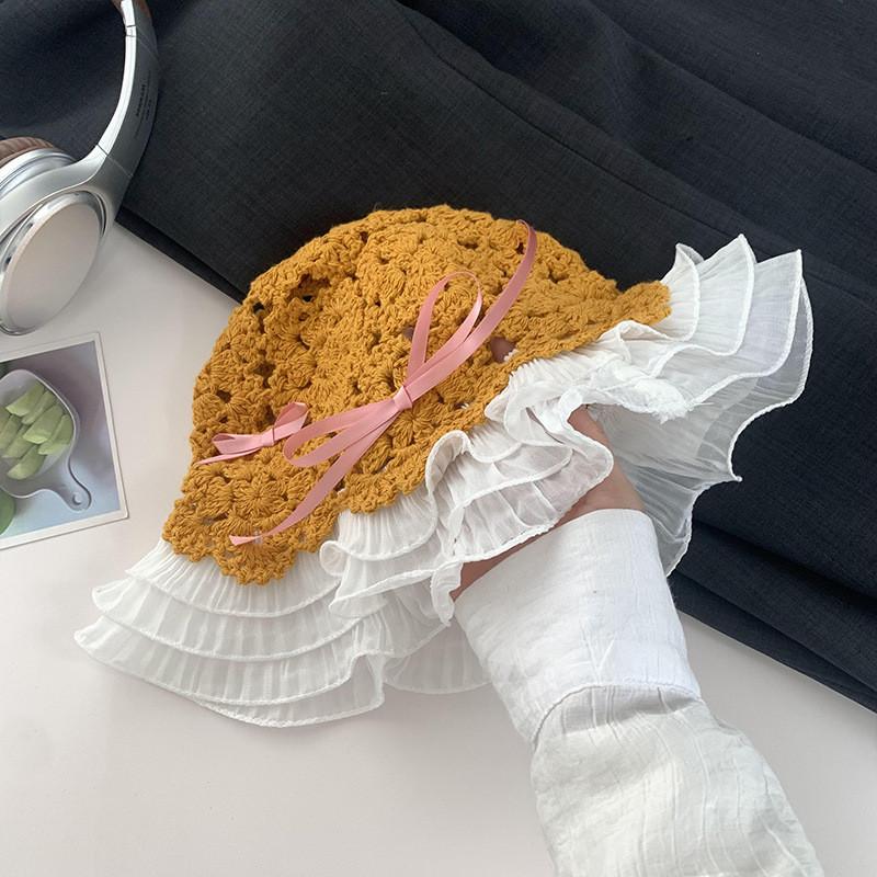 Wide Summer Outdoor Brim Sun Hat For Women Adjustable Stylish Bow Design