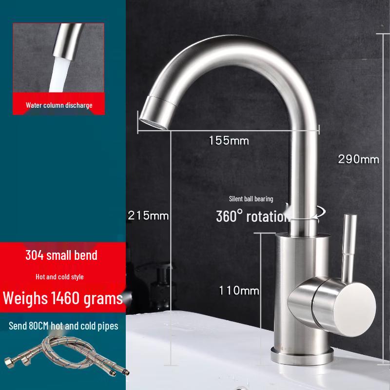 304 Stainless Steel Single-Handle Hot & Cold Basin Faucet