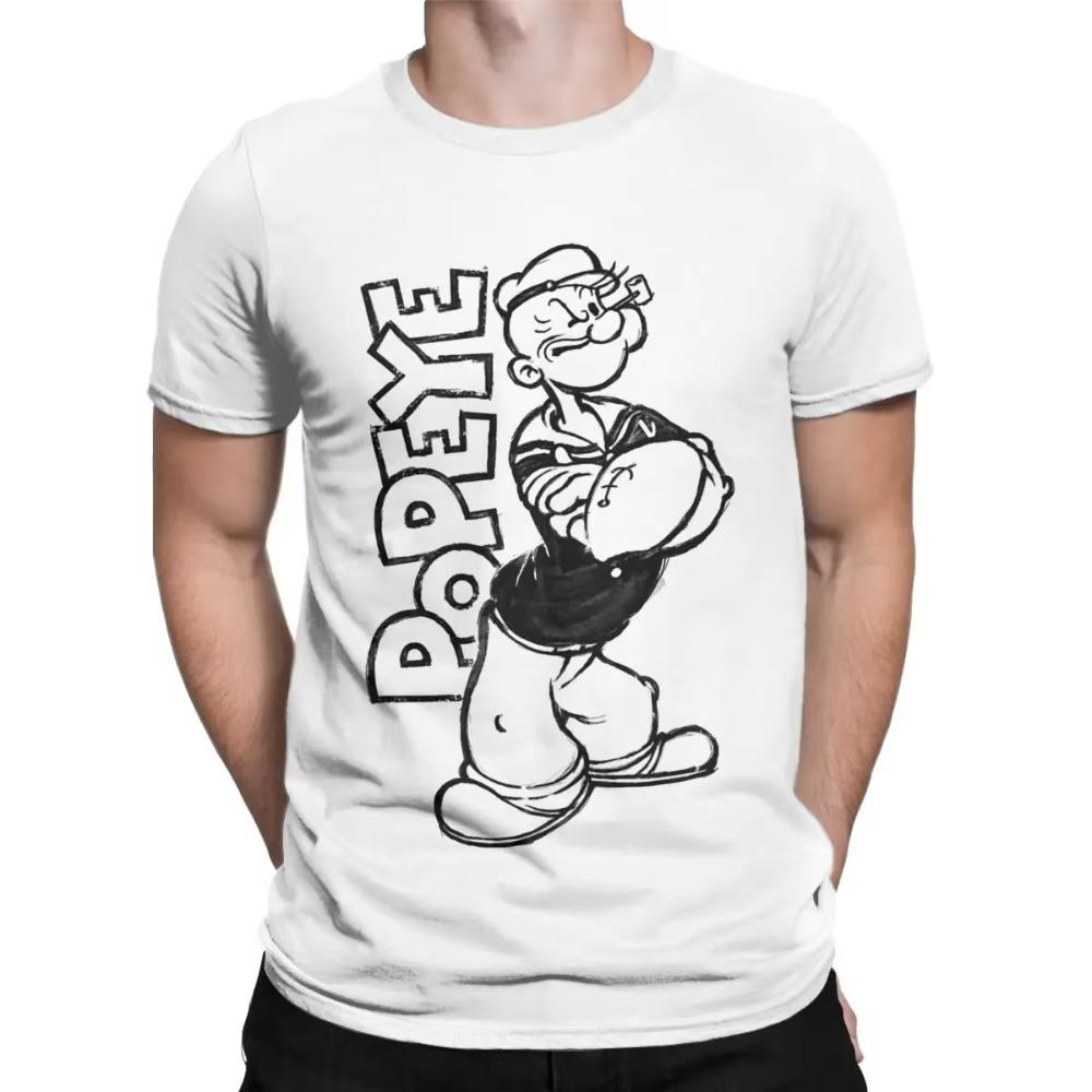 Popeyes T-Shirts für Herren Baumwolle Freizeit T-Shirts O-Ausschnitt T-Shirt Kurzarm Kleidung Übergröße