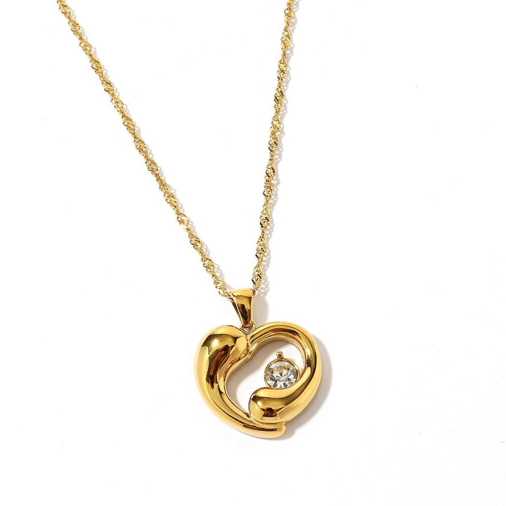 Yingtai 18k Gold Stainless/Titanium Steel Necklace: Summer Star, Moon & Sun Design, High-Quality Polished Finish for Women.