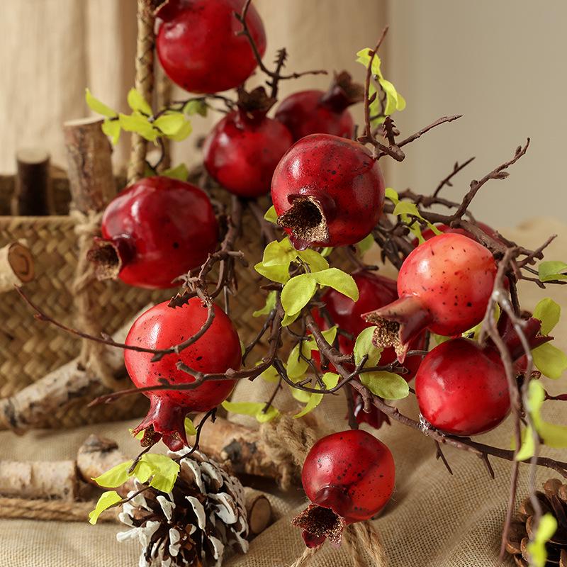 Persimmon and Pomegranate Faux Flower Arrangement for Living Room or Foyer