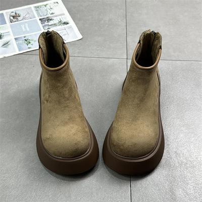 Stivali Martin muffin a testa grande smerigliati con suola spessa da donna 2024 nuovo autunno e inverno velluto a camino Chelsea stivaletti marea