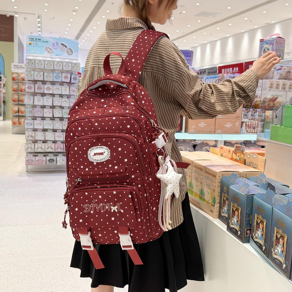 Schoolbag Japanese Casual Printed School Bag Female Junior High School Student Versatile Cute College Style Backpack Travel Lightweight Backpack