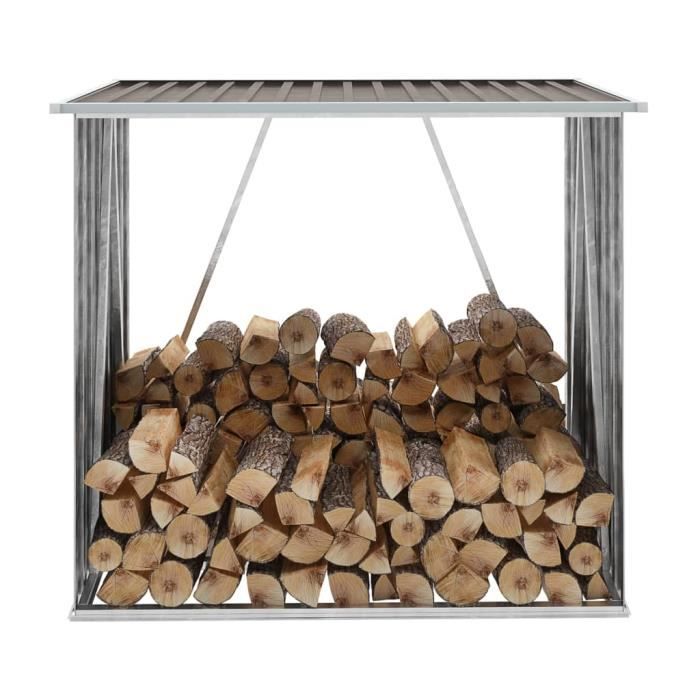Galvanized Steel Wood Storage Shelter 163x83x154 Cm - VIDAXL - Brown