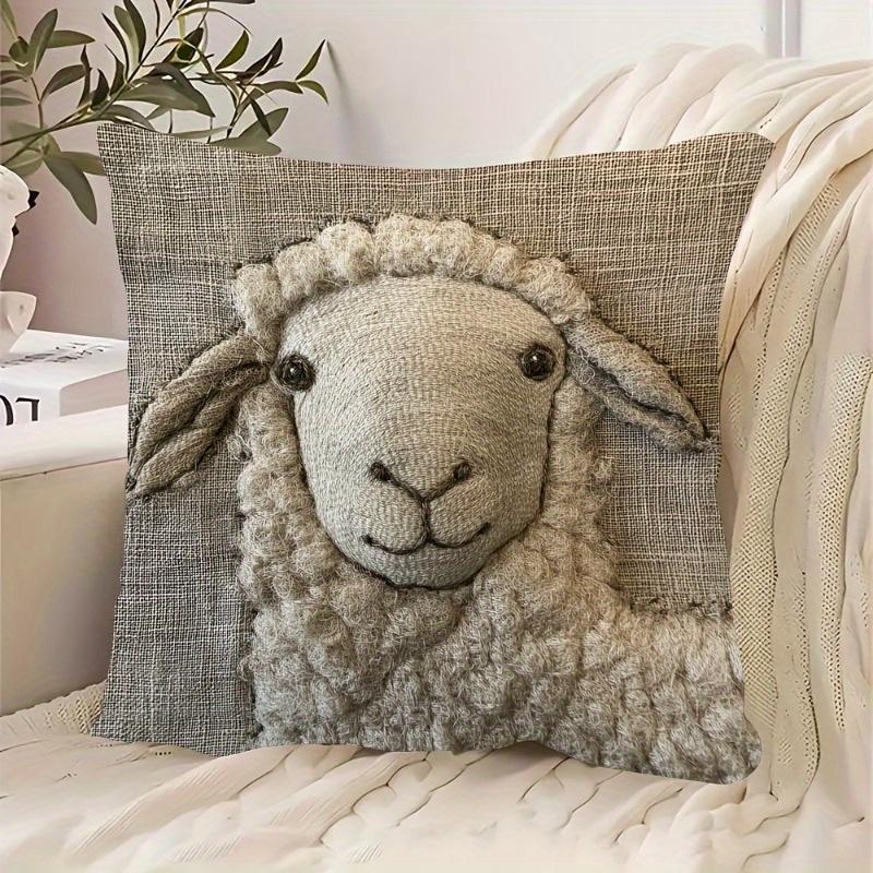 Jessica Chen Unisex Sheep Design Cushion Covers Chair Living Room Pillowcase Cozy Zipper Sofa Pillow Covers Animal Bedroom Indoor Home Decor